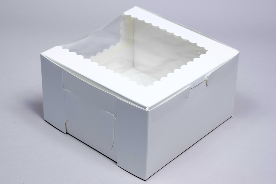 8 x 8 x 4 WHITE CUPCAKE BOXES WITH WINDOWS