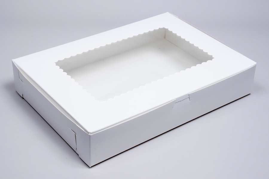 14 x 10 x 2-1/2 WHITE CUPCAKE BOXES WITH WINDOWS
