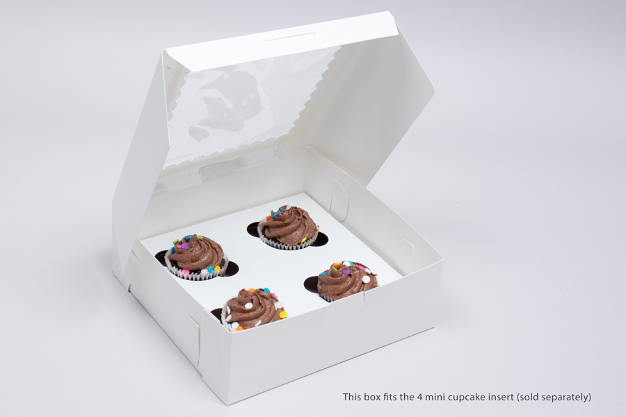 7 x 7 x 2-1/2 WHITE CUPCAKE BOXES WITH WINDOWS