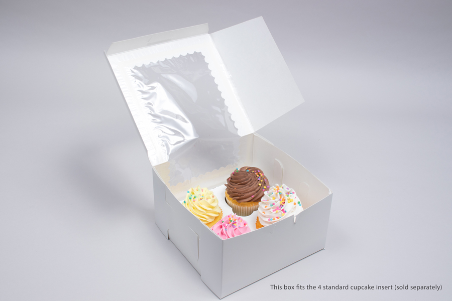 7 x 7 x 4 WHITE CUPCAKE BOXES WITH WINDOWS