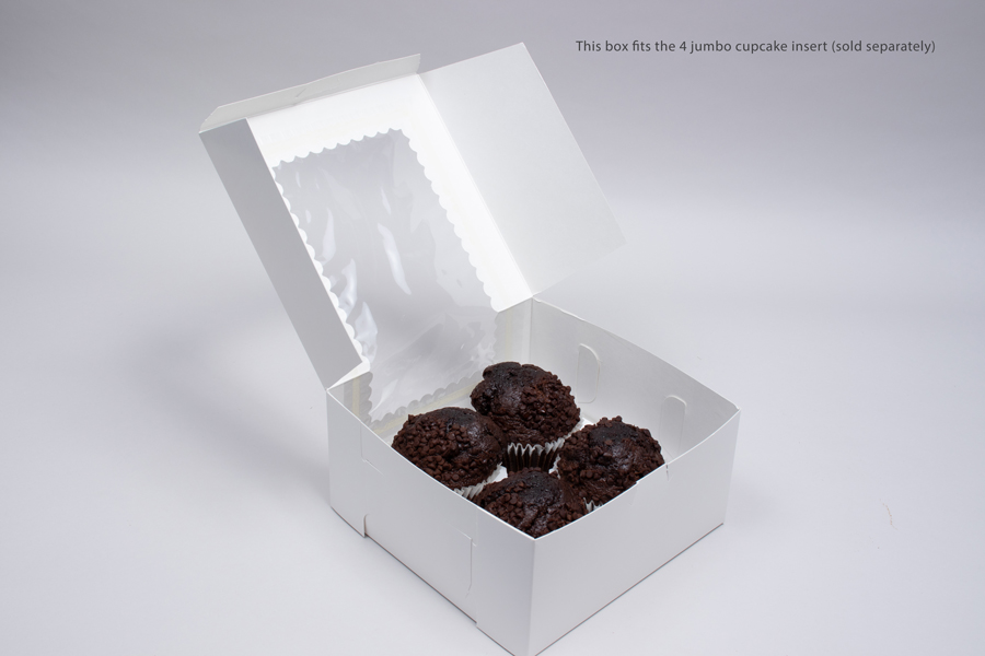 8 x 8 x 4 WHITE CUPCAKE BOXES WITH WINDOWS