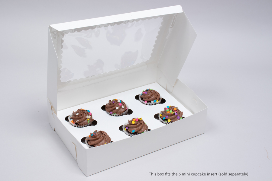 10 x 7 x 2-1/2 WHITE CUPCAKE BOXES WITH WINDOWS