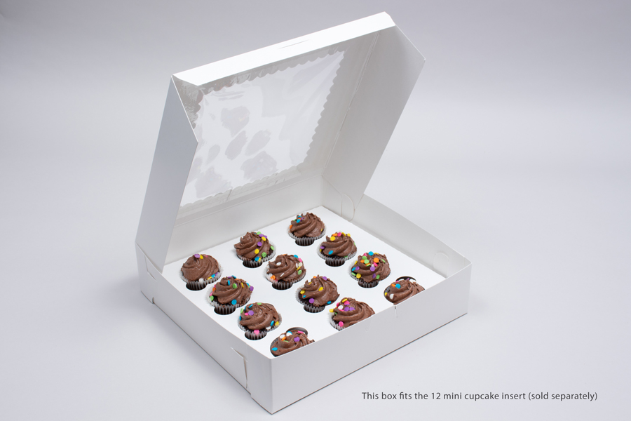 10 x 10 x 2-1/2 WHITE CUPCAKE BOXES WITH WINDOWS