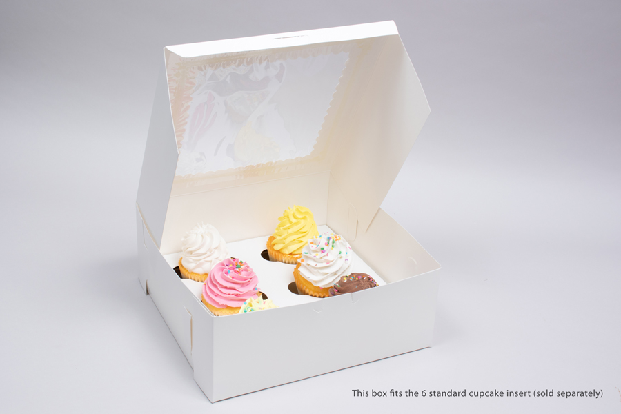 10 x 10 x 4 WHITE CUPCAKE BOXES WITH WINDOWS