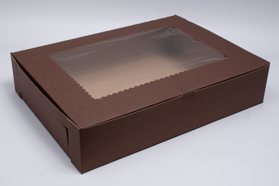 19 x 14 x 4 Chocolate Brown Cupcake Boxes With Windows