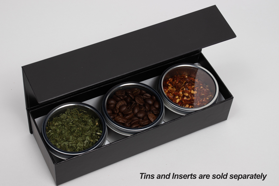 8” x 2-3/4” x 1-5/8” Matte Black Rigid Magnetic Lid Gift Boxes