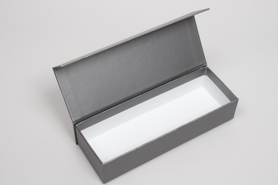 8” x 2-3/4” x 1-5/8” MATTE PEWTER RIGID MAGNETIC LID GIFT BOXES