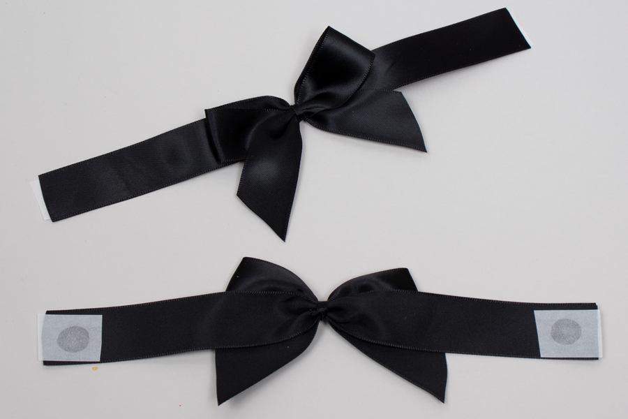 3” x 2” Pre-Tied Bow – Self-Adhesive 7/8” Black Ribbon For 6” x 6”