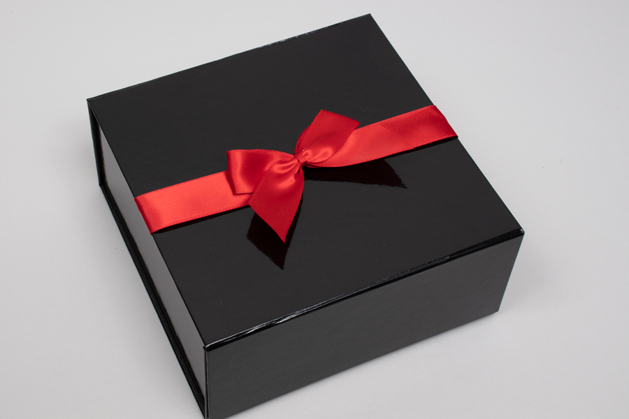 6” x 4” PRE-TIED BOW – SELF-ADHESIVE 1-1/2” RED RIBBON FOR 10” x 10” MAGNETIC BOX