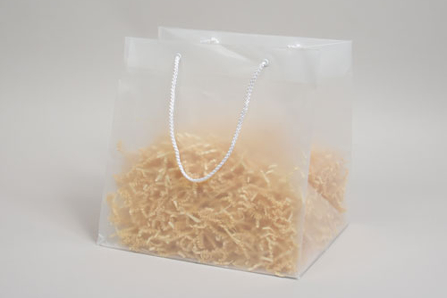 14x10x15 Clear Frosted Loop-handle Plastic Bags - 4 Mil