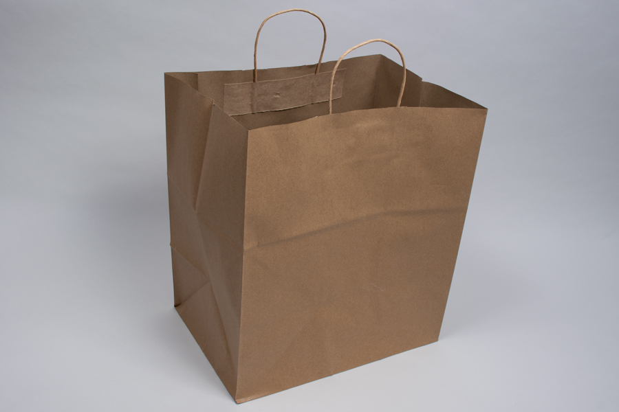 Choice 12 x 9 x 15 3/4 Natural Kraft Paper Customizable Shopping Bag  with Handles - 200/Case