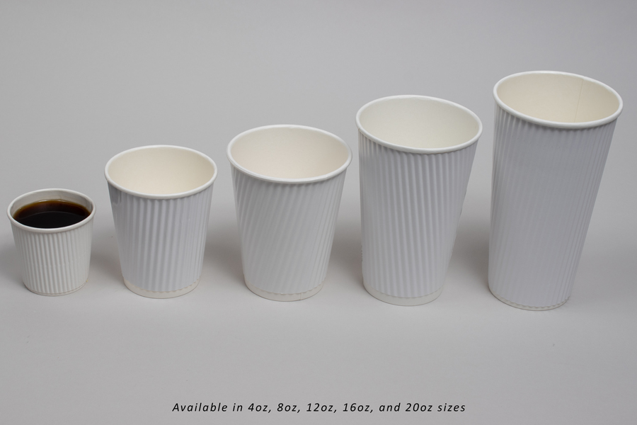 16 OUNCE WHITE INSULATED RIPPLE PAPER CUPS