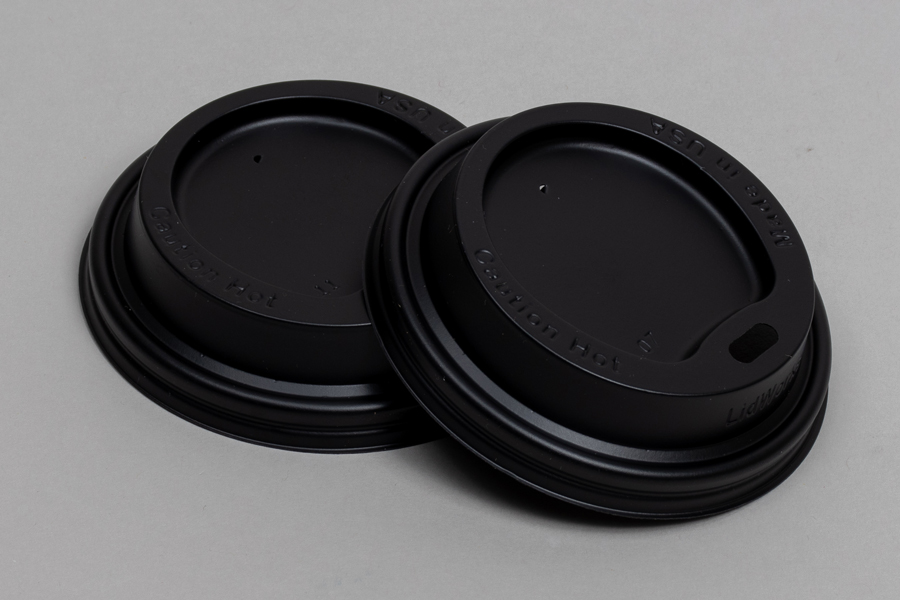 8 OUNCE BLACK PLASTIC DOME SIPPER LIDS FOR RIPPLE PAPER CUPS