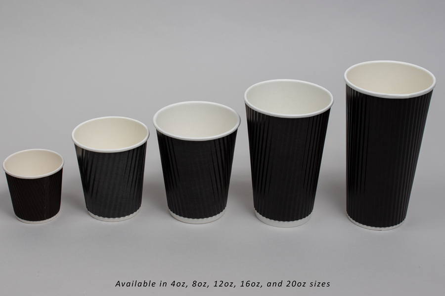 4 OUNCE BLACK INSULATED RIPPLE PAPER CUPS