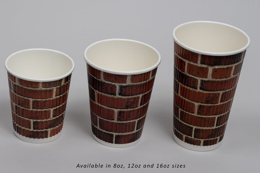 8 OUNCE RED BRICK INSULATED RIPPLE PAPER CUPS