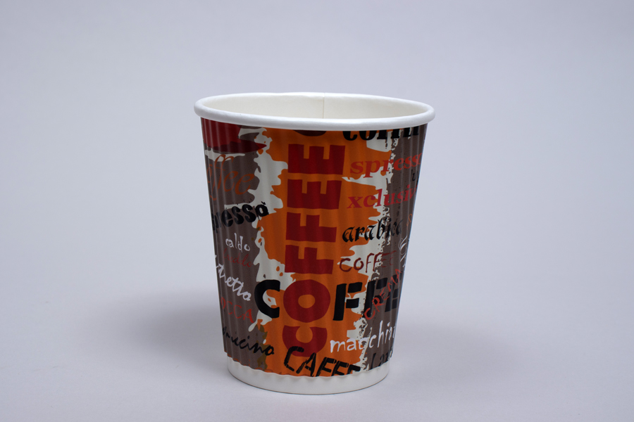 8 OUNCE COFFEE PRINT INSULATED RIPPLE PAPER CUPS
