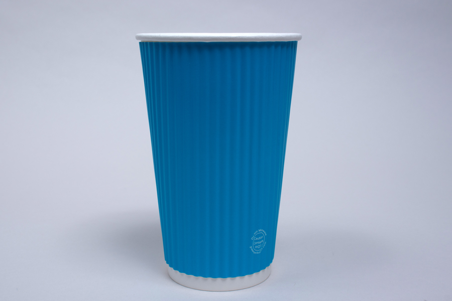 16 OUNCE ELECTRIC BLUE INSULATED RIPPLE PAPER CUPS