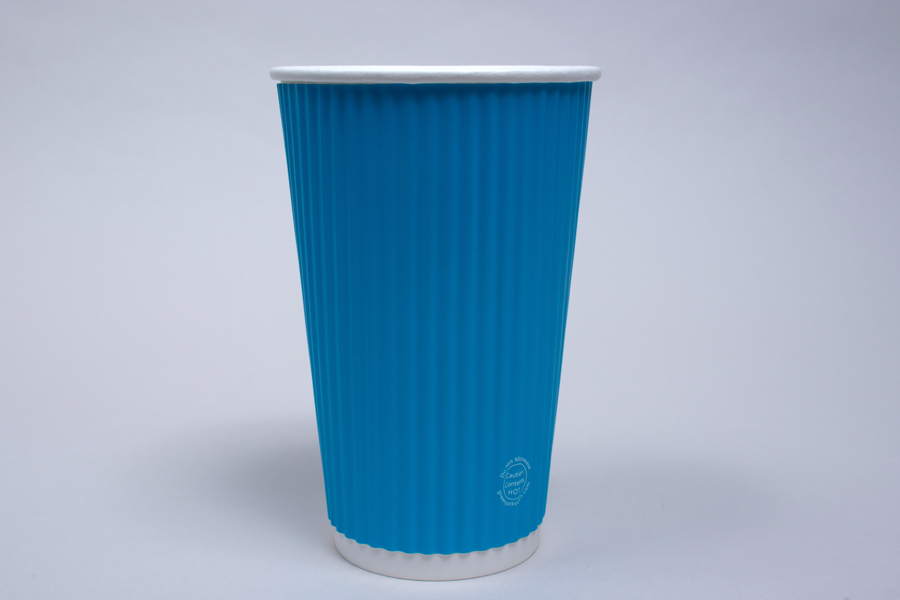 16 OUNCE ELECTRIC BLUE INSULATED RIPPLE PAPER CUPS