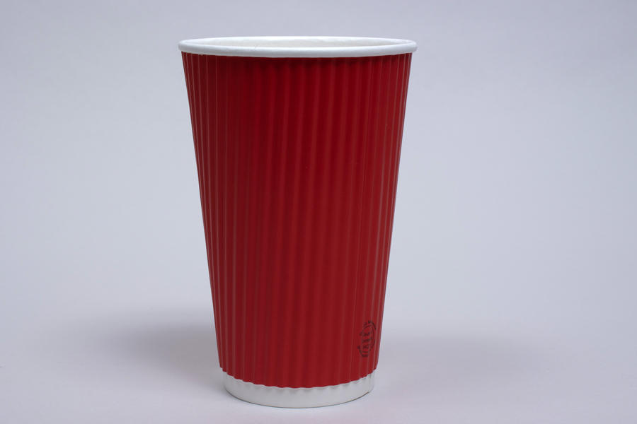 16 OUNCE SCARLET RED INSULATED RIPPLE PAPER CUPS