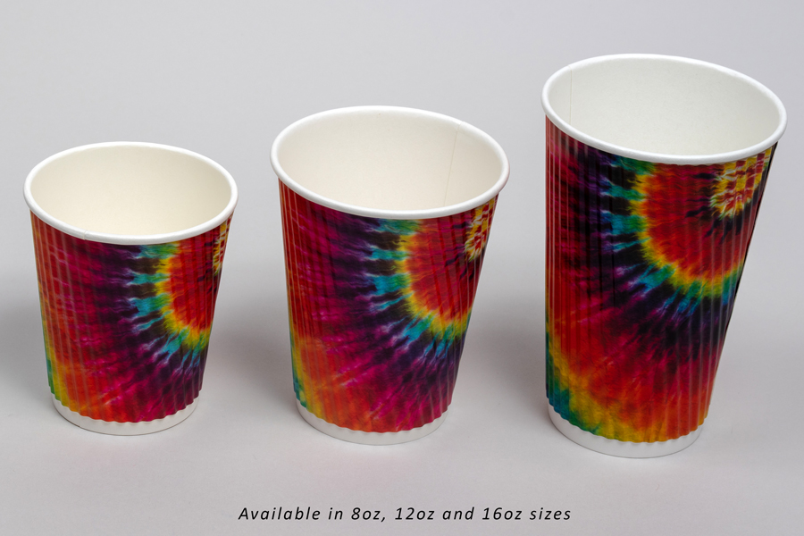 12 OUNCE TIE DYE INSULATED RIPPLE PAPER CUPS