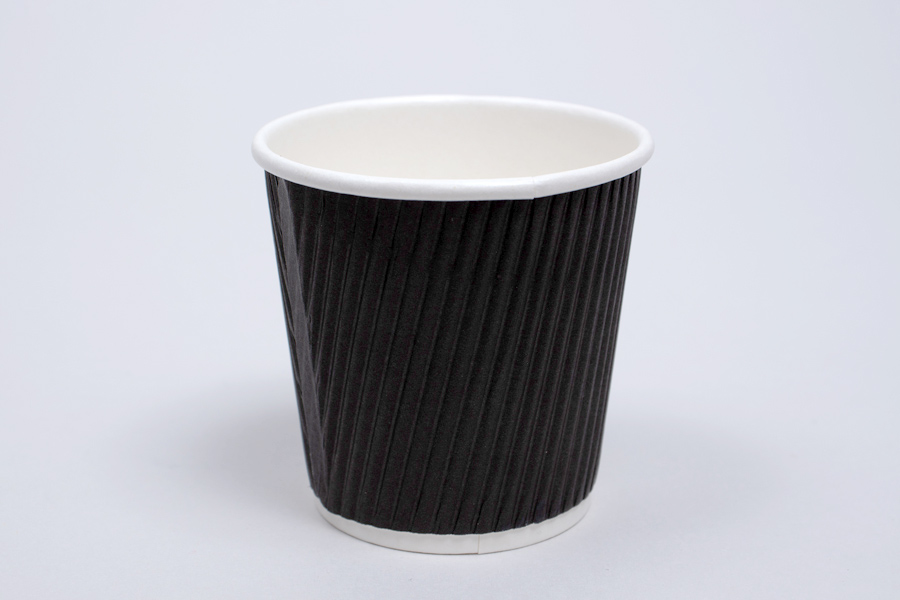 4 OUNCE BLACK INSULATED RIPPLE PAPER CUPS