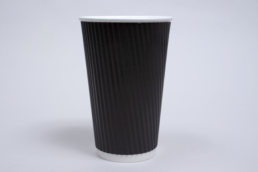 16 OUNCE BLACK INSULATED RIPPLE PAPER CUPS