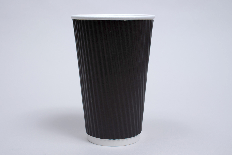 Paper Coffee Cups with Lids - 16 oz White with Black Sipper Dome Lids (90mm)