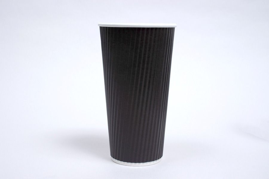 12oz BLACK Ribbed Insulated Ripple Disposable Paper Coffee Cups 