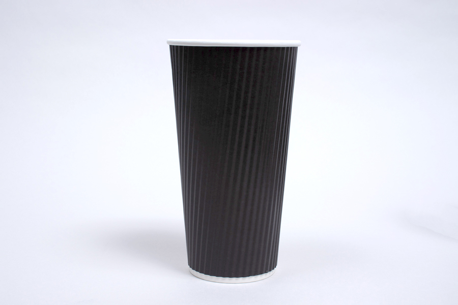 20 OUNCE BLACK INSULATED RIPPLE PAPER CUPS