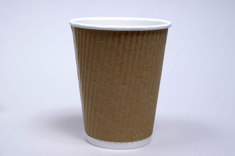 12 OUNCE NATURAL KRAFT INSULATED RIPPLE PAPER CUPS