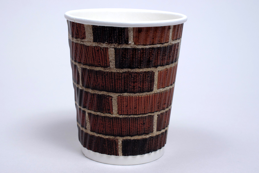 8 OUNCE RED BRICK INSULATED RIPPLE PAPER CUPS