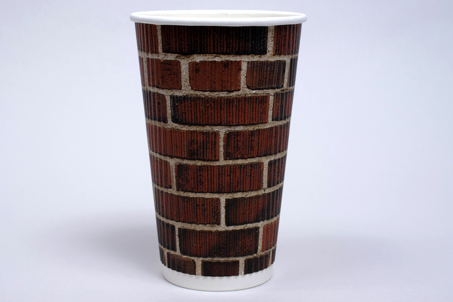 16 OUNCE RED BRICK INSULATED RIPPLE PAPER CUPS