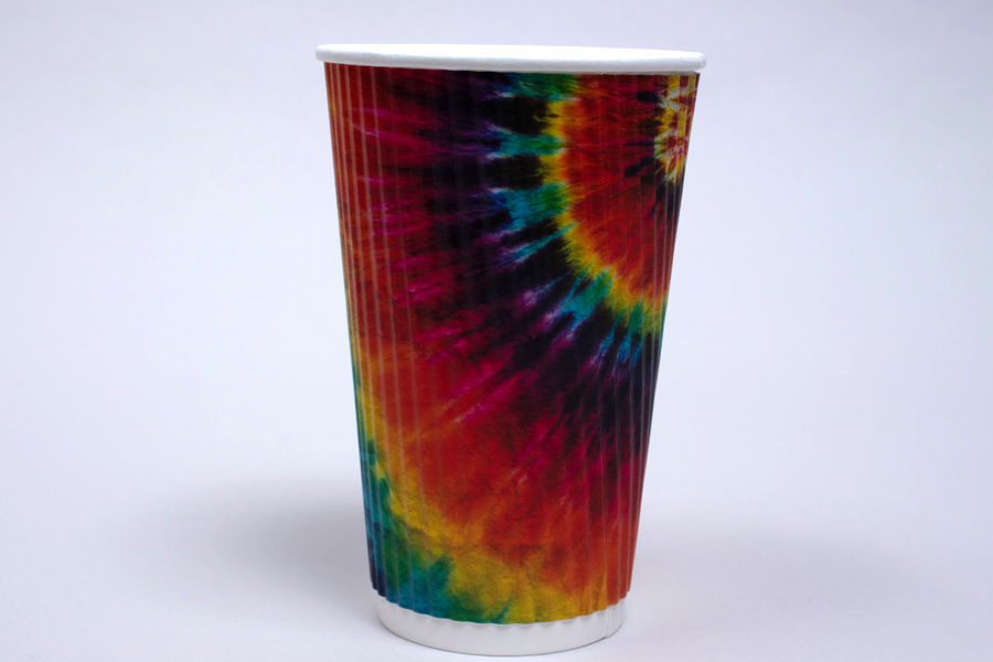 16 OUNCE TIE DYE INSULATED RIPPLE PAPER CUPS