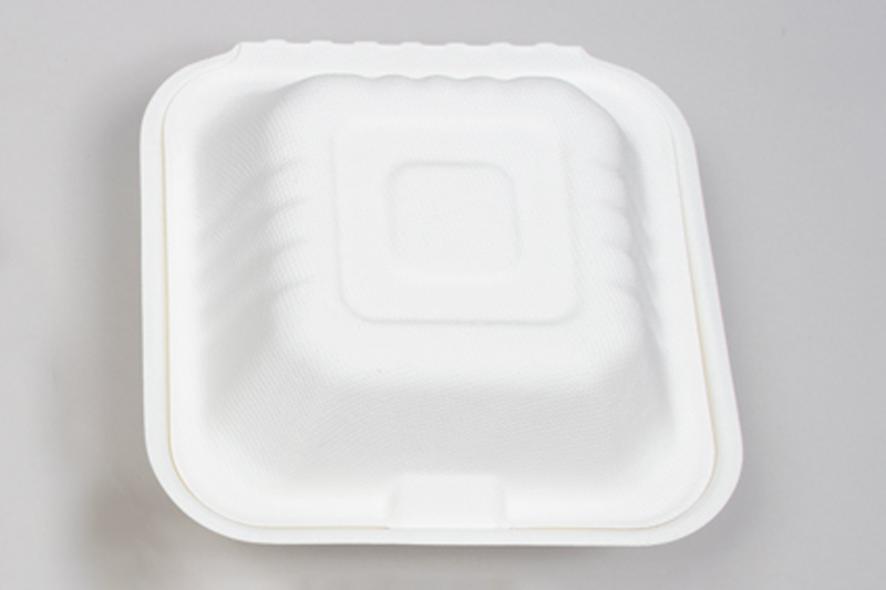 6 x 6 x 3-1/5 BAGASSE COMPOSTABLE CLAMSHELL FOOD TAKEOUT BOXES