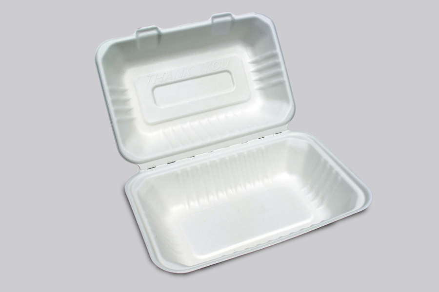 9 x 6 BAGASSE COMPOSTABLE CLAMSHELL FOOD TAKEOUT BOXES