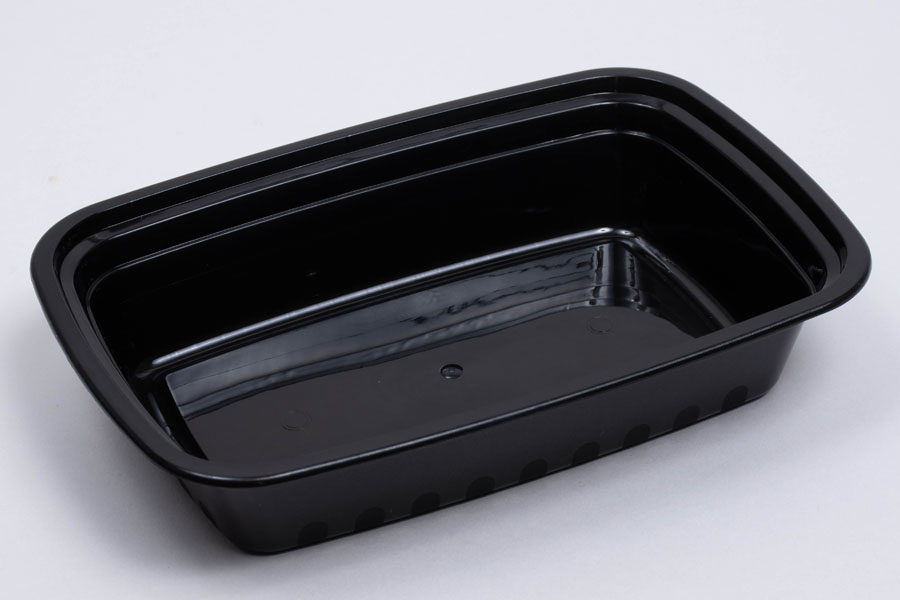 7-3/4 x 5-1/2 x 1-1/2 – 24 OZ - RECTANGULAR PLASTIC FOOD TAKEOUT CONTAINERS - BLACK BASE/CLEAR LID