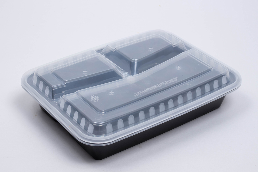 10 x 7-1/2 x 1-3/4 – 33 OZ – Three Compartment Rectangular Plastic Food