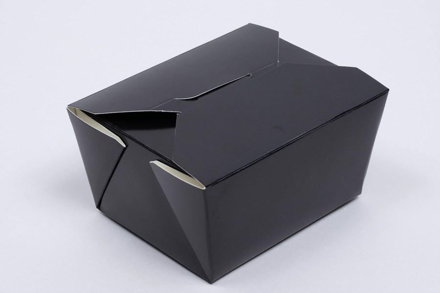 4-3/8 x 3-1/2 x 2-1/2 BLACK PAPER FOLDING #1 FOOD TAKEOUT CONTAINERS
