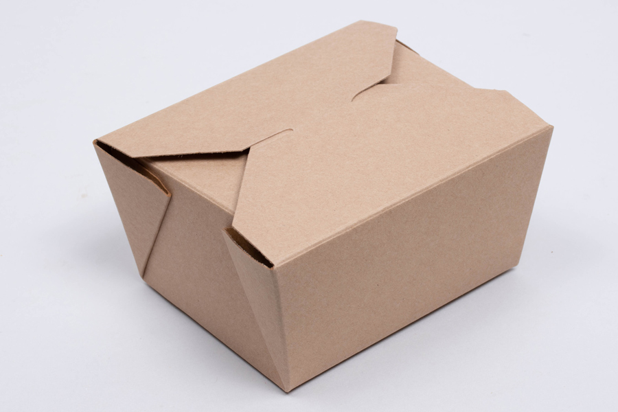 4-3/8 x 3-1/2 x 2-1/2 NATURAL KRAFT PAPER FOLDING #1 FOOD TAKEOUT CONTAINERS