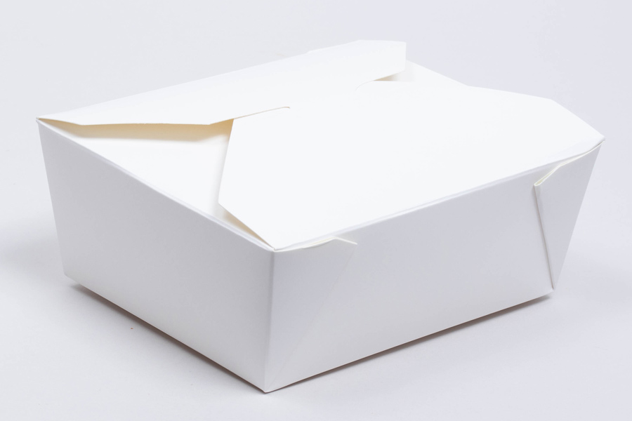 6 x 4-3/4 x 2-1/2 WHITE PAPER FOLDING #8 FOOD TAKEOUT CONTAINERS