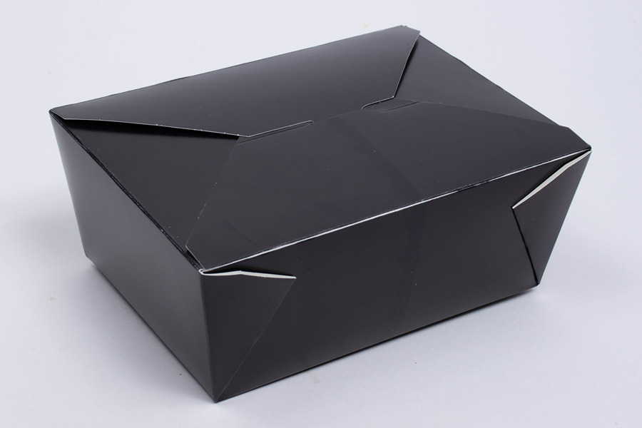 7-3/4 x 5-1/2 x 2-1/2 BLACK PAPER FOLDING #3 FOOD TAKEOUT CONTAINERS