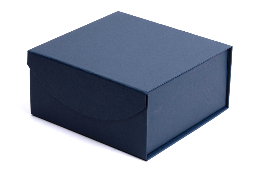 6 x 6 x 2-3/4 NAVY BLUE LEATHERETTE MAGNETIC LID GIFT BOXES