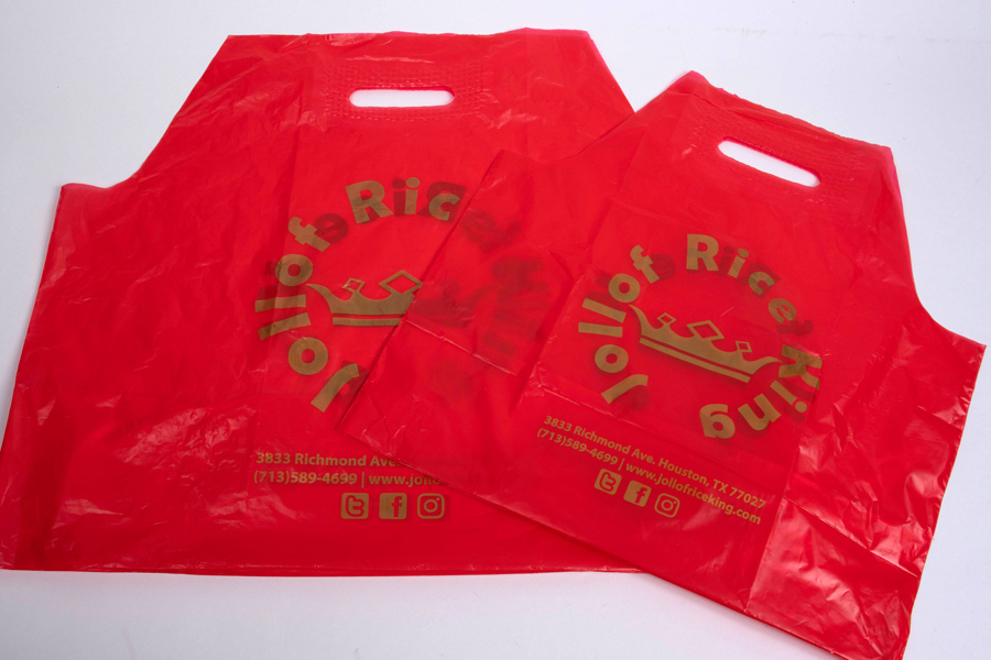 Custom Printed Frosted Clear Plastic Takeout Bags - Cafe Brasserie