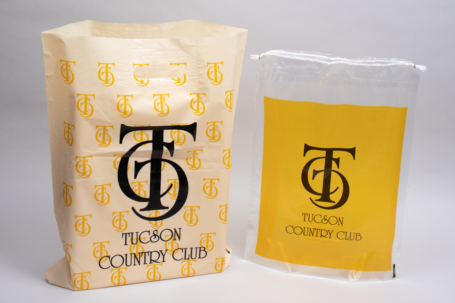 Custom Printed Clear Plastic Drawstring Bags - Tucson Country Club