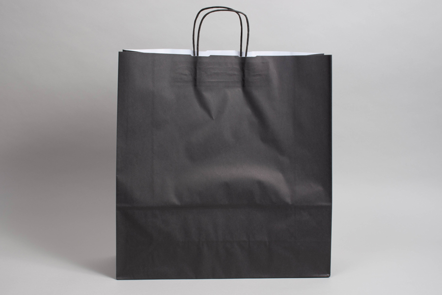 17-1/4 x 6 x 18 BRIGHT BLACK TINTED PAPER SHOPPING BAGS