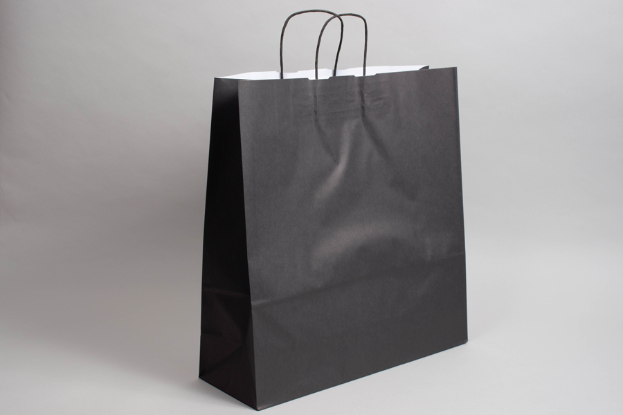 17-1/4 x 6 x 18 BRIGHT BLACK TINTED PAPER SHOPPING BAGS