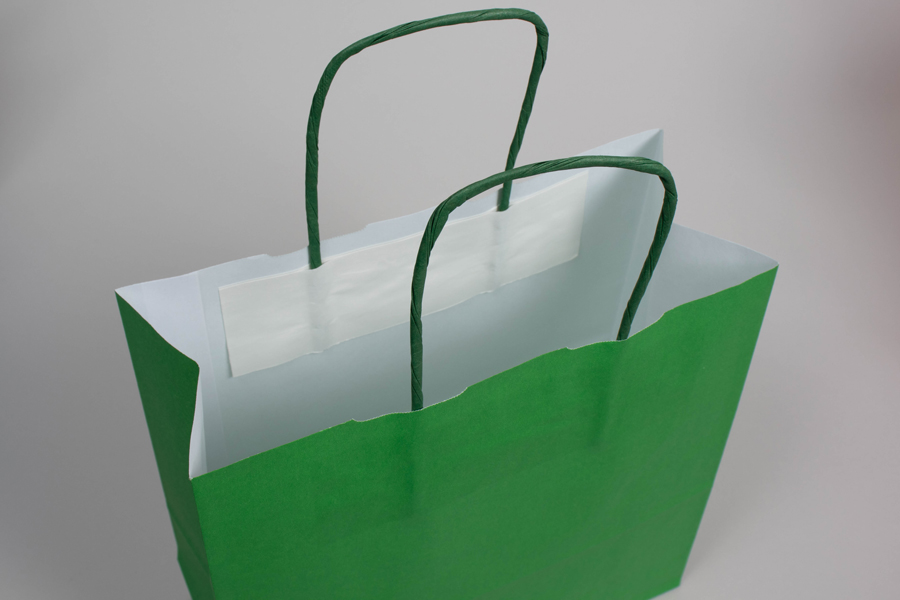 9-3/4 x 4-3/8 x 12-1/4 BRIGHT KELLY GREEN TINTED PAPER SHOPPING BAGS