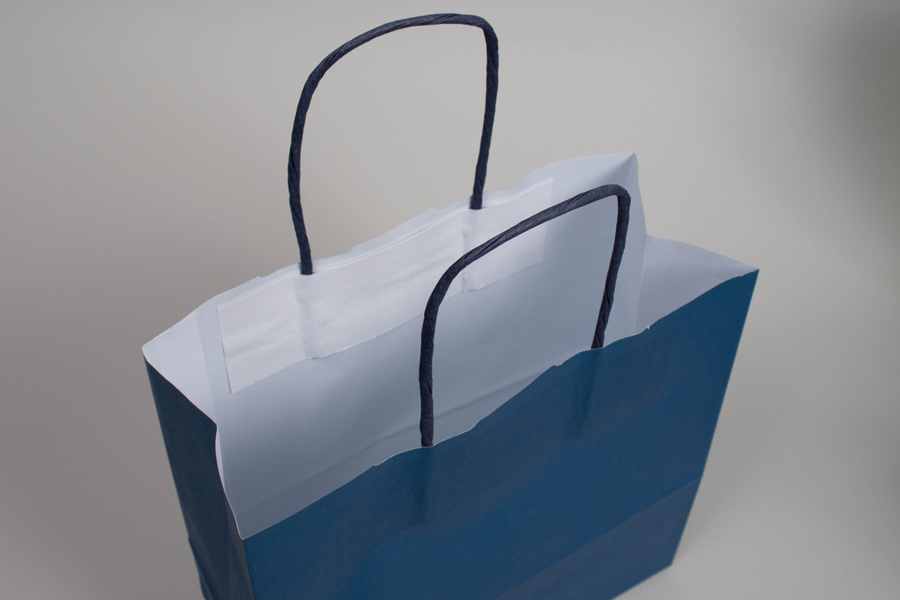 12-1/2 x 4-3/4 x 15-3/4 BRIGHT NAVY BLUE TINTED PAPER SHOPPING BAGS