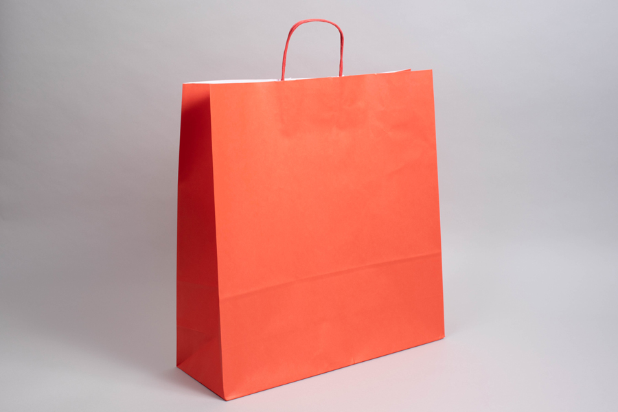 17-1/4 x 6 x 18 BRIGHT WARM RED TINTED PAPER SHOPPING BAGS