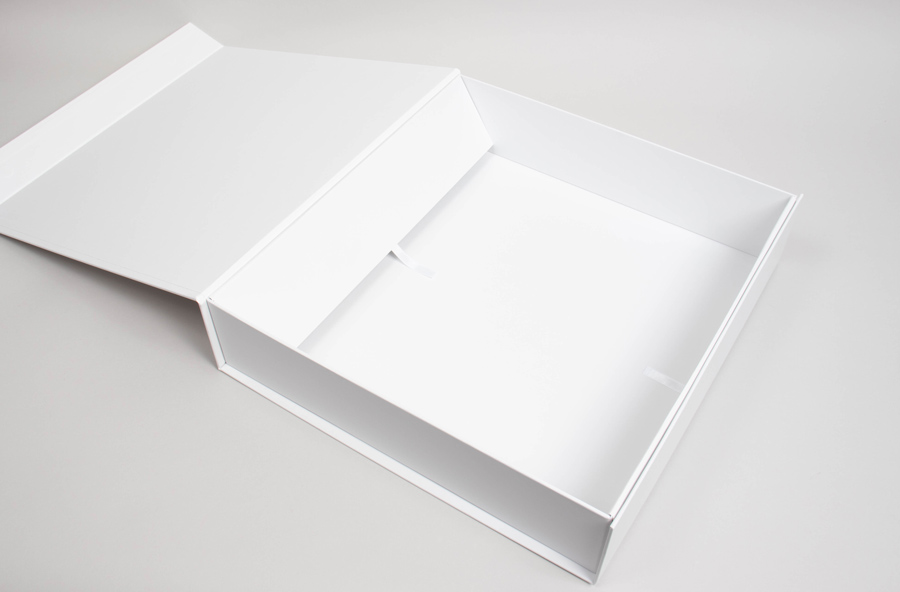 14 X 13-13/32 X 3-5/32 PLUS-SERIES™ 7-FLAP COLLAPSIBLE MATTE WHITE MAGNETIC GIFT BOXES